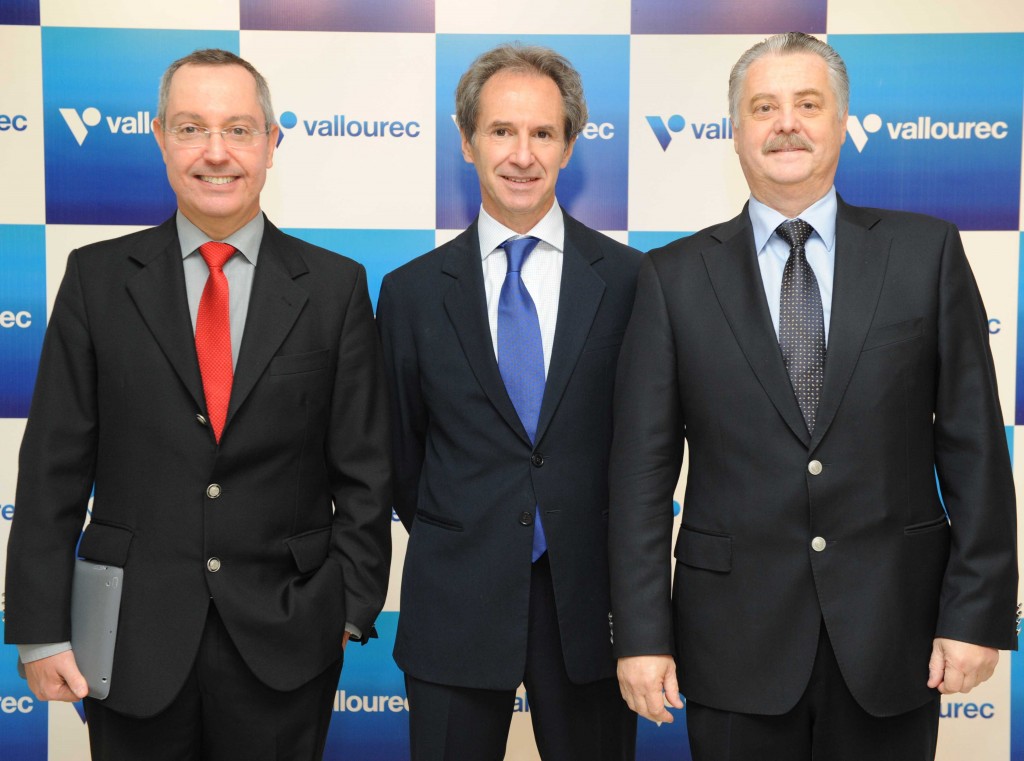 Flávio de Azevedo, vice-presidente de Tecnologia da Vallourec, Philippe Crouzet, presidente do Grupo Vallourec, e Alexandre de Campos Lyra, diretor-geral da Vallourec no Brasil.