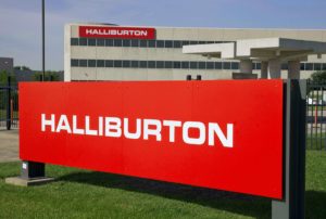 File photo of the company logo of Halliburton oilfield services corporate offices in Houston