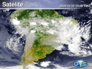 Imagem de satélite de quinta-feira mostra a extensão do fenômeno, que ainda era classificado como depressão tropical