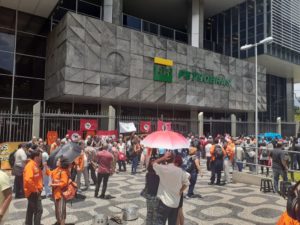 Manifestação de petroleiros realizada nesta semana em frente à sede da Petrobrás