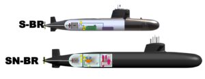 A comparação de um submarino convencional ( Diesel-Elétrico) e um submarino Nuclear