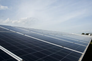 Solar cell farm in power station for alternative energy from the